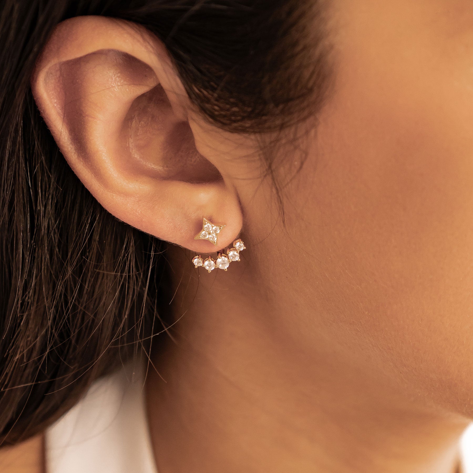 Boucles d’oreilles Ear Jacket Étoiles Sterling Argent